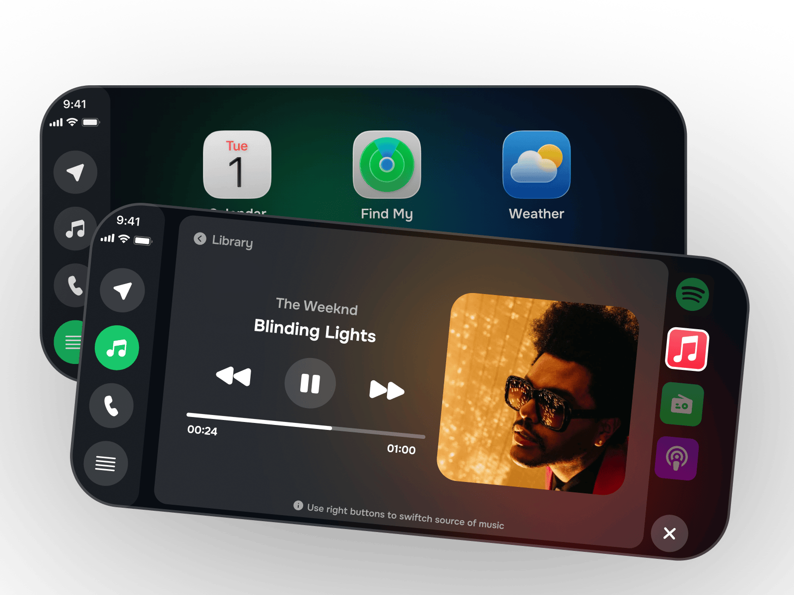 ウィジェットが表示されないCarPlay画面